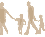 family 3 people walking children